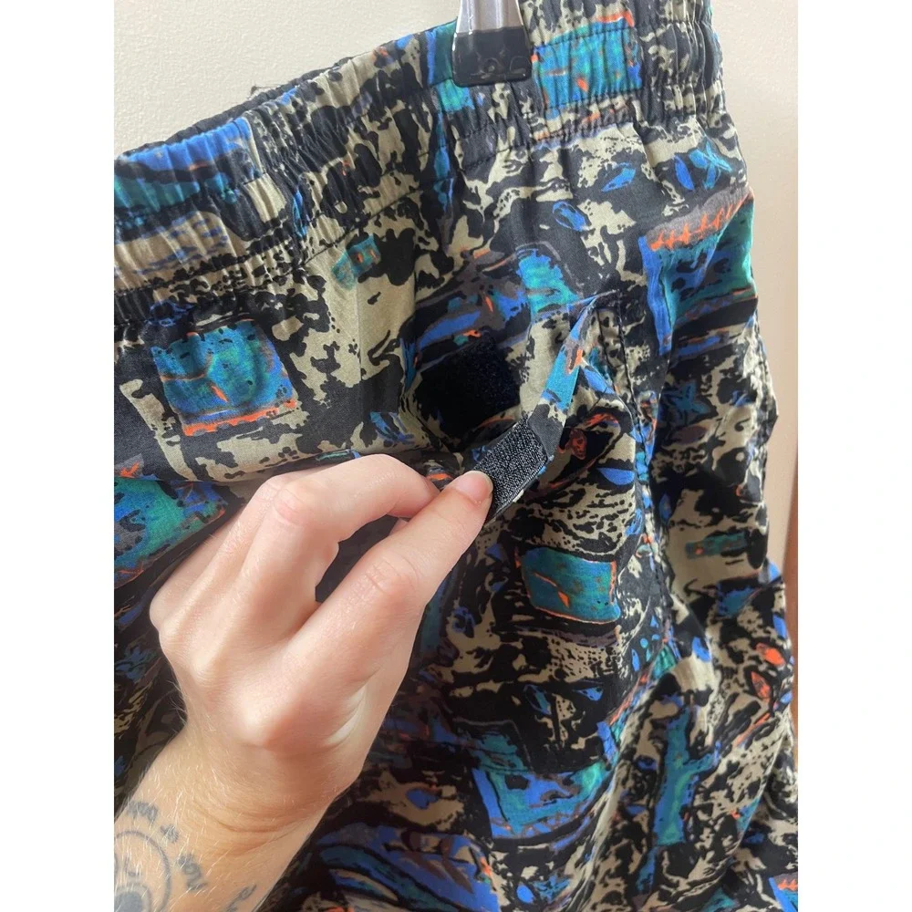 Sir William Mens Large Blue Abstract Vintage 90s Retro Swim Trunks